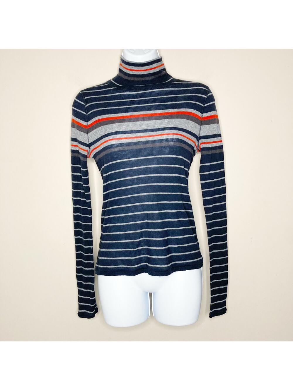 Rag & Bone Women's Small Striped Turtleneck Sweater Wool Blend Lightweight FLAW